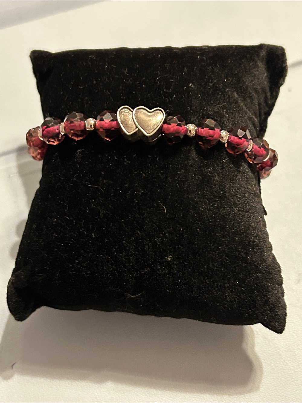 Silver Heart purple  Bead Bracelet - Women's Jewelry